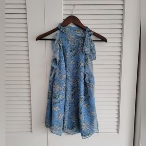 Veronica Beard 100% Silk Dali Top Aero Blue Multi Size 16